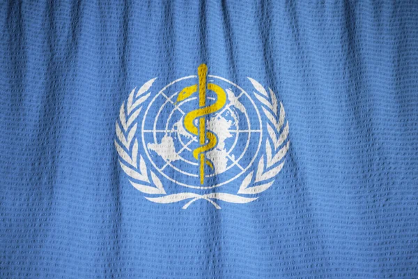 Closeup of Ruffled World Health Organization Flag