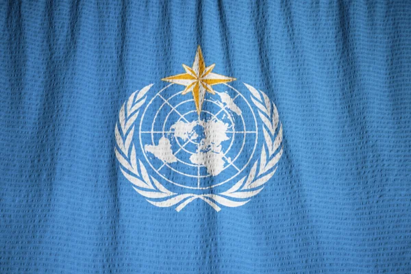 Closeup of Ruffled World Meteorological Organization Flag — Stock Photo, Image