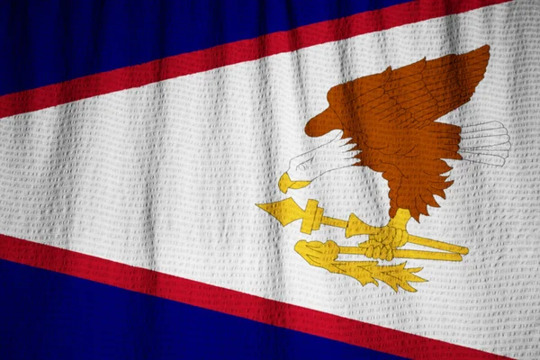 Primer plano de la bandera de Samoa Americana con volantes, bandera de Samoa Americana — Foto de Stock