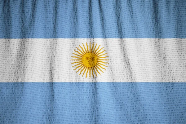 Primer plano de la bandera de Argentina con volantes, bandera argentina soplando en el viento —  Fotos de Stock