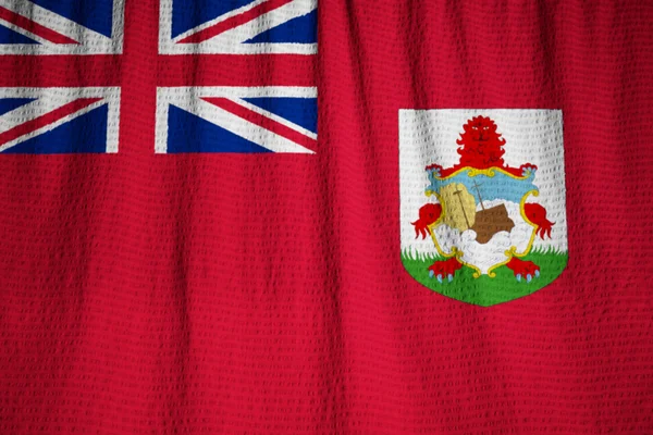 Closeup prohrábl Bermudy vlajky, Bermudy vlajka vlající ve větru — Stock fotografie