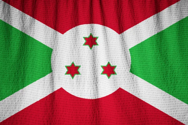 Closeup of Ruffled Burundi Flag, Burundi Flag Blowing in Wind — Stock Photo, Image