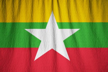 Closeup rüzgarda karıştırdı Myanmar bayrağı, Myanmar bayrağı