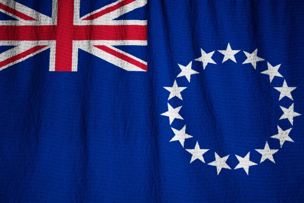 Closeup of Ruffled Cook Islands Flag, Cook Islands Flag
