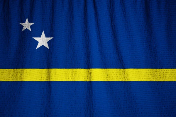 Zbliżenie flagi Curacao, flaga Curacao wieje w wietrze — Zdjęcie stockowe