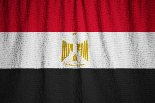 Closeup of Ruffled Egypt Bandeira, Egypt Bandeira Blowing in Wind — Fotografia de Stock