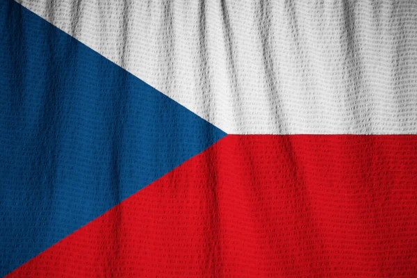 Closeup of Ruffled Czech Republic Bandeira — Fotografia de Stock