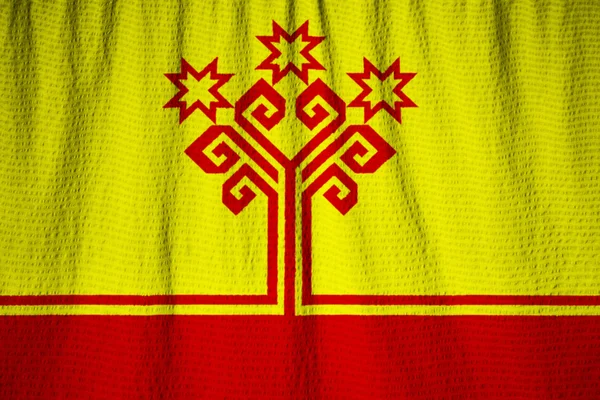 Primer plano de la bandera de Chuvashia con volantes, bandera de Chuvashia que sopla —  Fotos de Stock