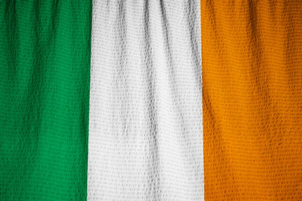 Closeup of Ruffled Ireland Bandeira, Ireland Bandeira Blowing in Wind — Fotografia de Stock