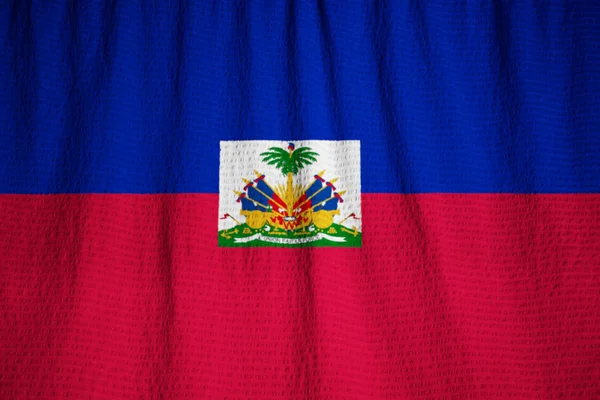 Closeup van Ruffled Haïti vlag, Haïti vlag blazen in de wind — Stockfoto