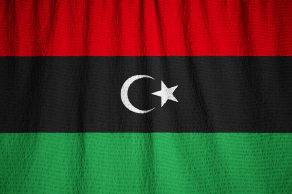 Zbliżenie flagi flaga, Libia potargane Libii wiejący wiatr — Zdjęcie stockowe