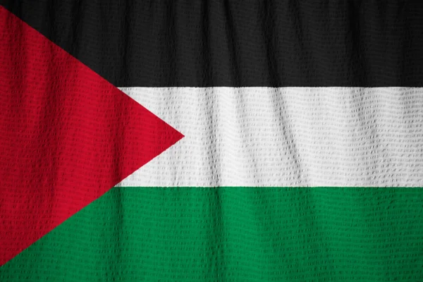 Primer plano de la bandera palestina con volantes, bandera palestina — Foto de Stock