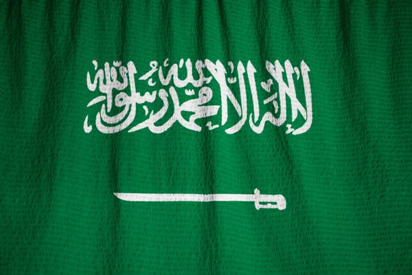 Primer plano de la bandera de Arabia Saudita con volantes, bandera de Arabia Saudita —  Fotos de Stock