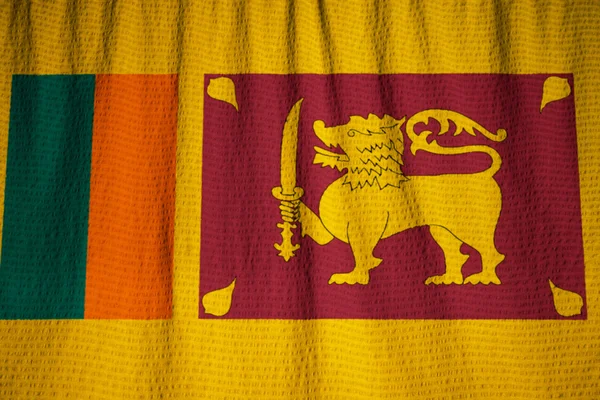 Gros plan du drapeau froissé du Sri Lanka, drapeau du Sri Lanka — Photo