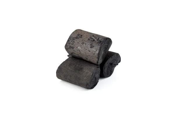 Carvão Natural Madeira Isolado Sobre Fundo Branco Pilha Carvão Isolada — Fotografia de Stock
