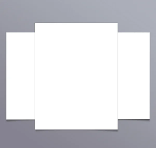 Libro blanco en blanco Colección de folletos A-4 sobre fondo gris —  Fotos de Stock