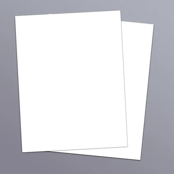 Boş beyaz kağıt A-4 afiş koleksiyonu gri arka plan üzerinde — Stok fotoğraf