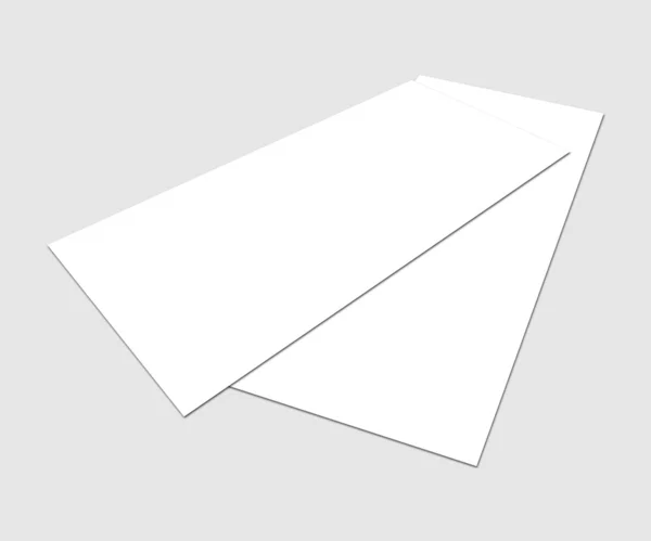 Blank white paper (4"x 8") flyer on grey background — Stock Photo, Image