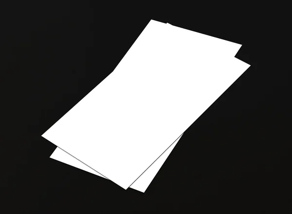 Ulotka biały papier Blank (4 "x 8") na czarnym tle — Zdjęcie stockowe