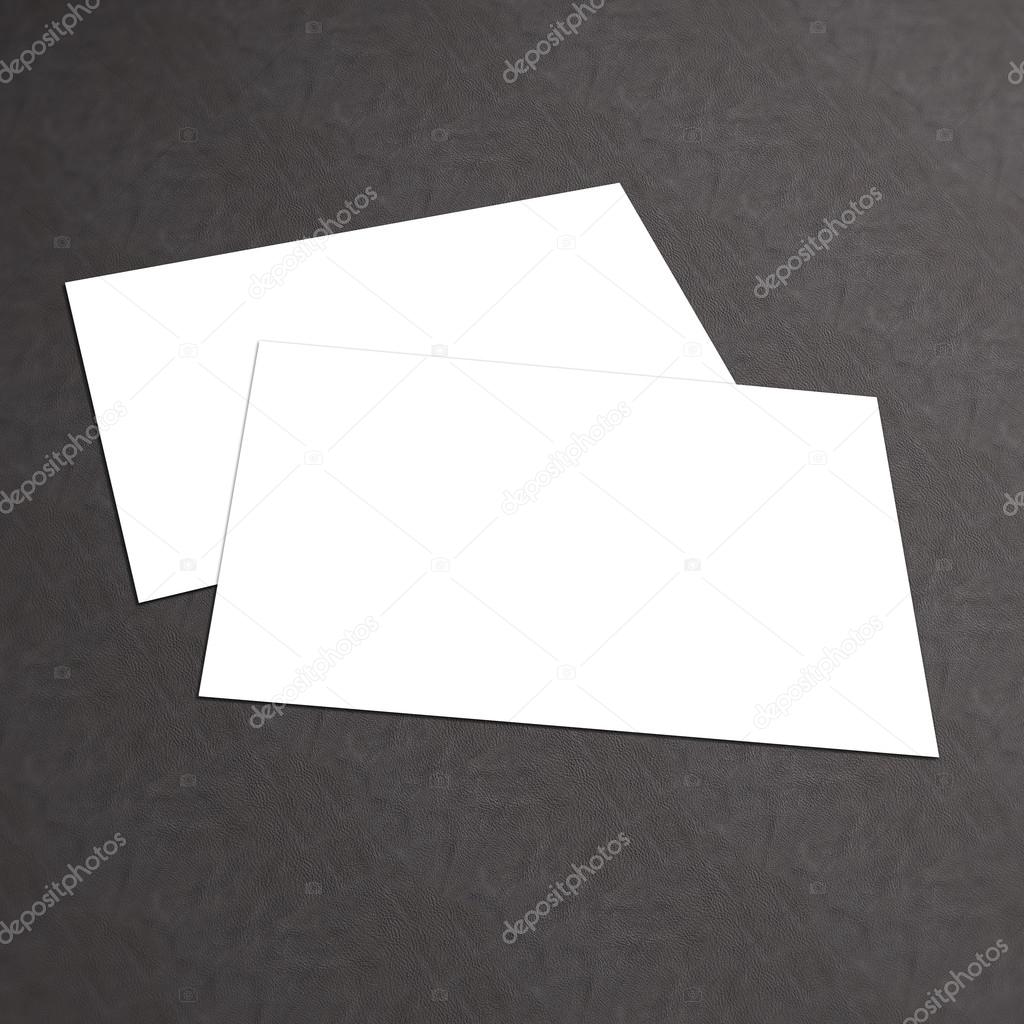 White business card mock up isolated on textured background