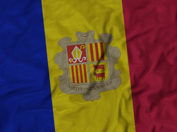 Primer plano de la bandera de Andorra con volantes —  Fotos de Stock