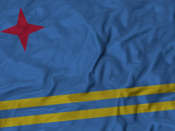 Closeup of Ruffled Aruba Flag — Stock Photo, Image