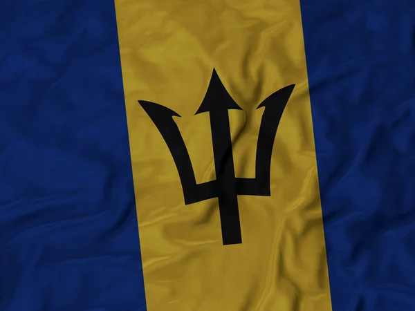 Nahaufnahme der gerafften Flagge von Barbados — Stockfoto