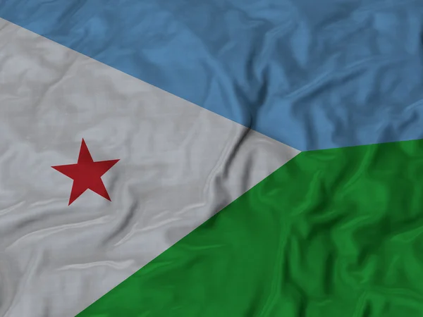 Closeup of Ruffled Djibouti Flag