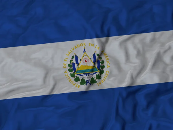 Primo piano della Bandiera El Salvador increspata — Foto Stock