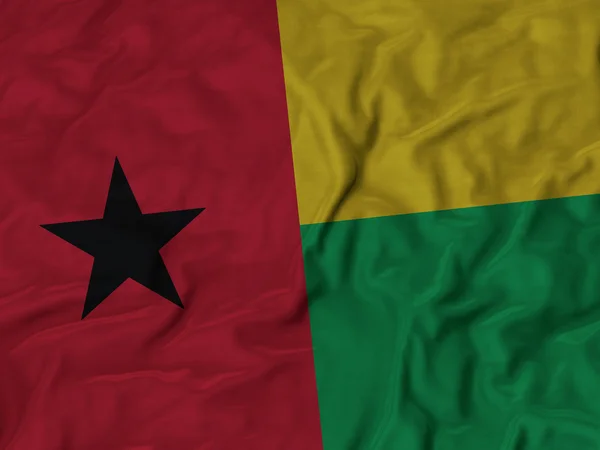 Nahaufnahme einer zerzausten Flagge aus Guinea-Bissau — Stockfoto