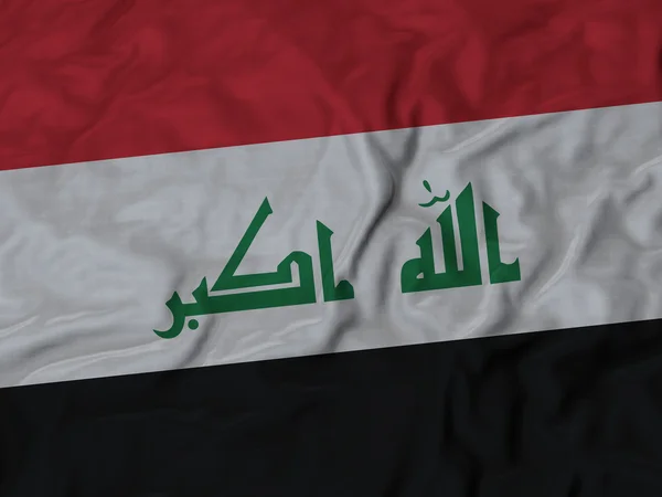 Closeup of Ruffled Iraque Bandeira — Fotografia de Stock