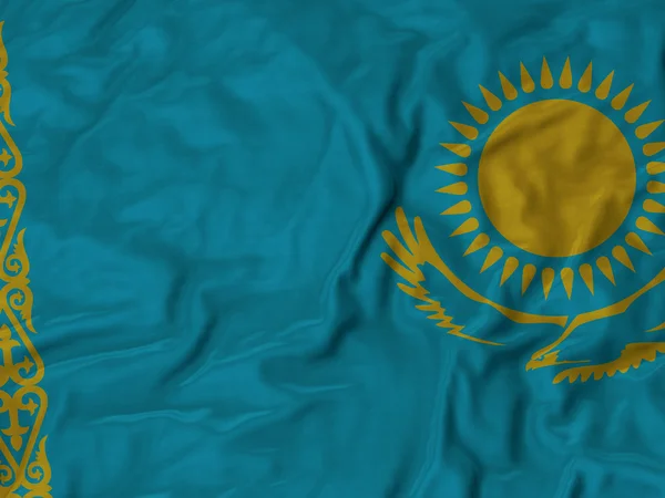 Closeup nabíranou Kazachstán vlajky — Stock fotografie