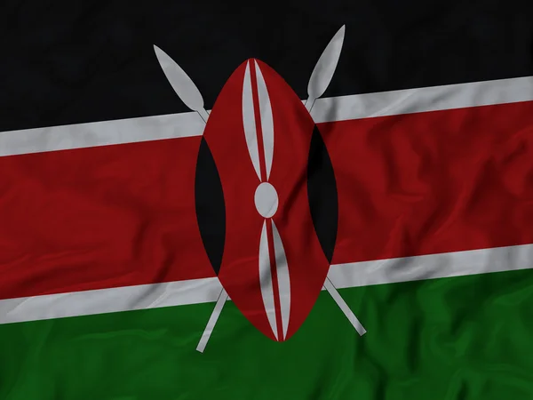 皱的肯尼亚国旗的特写 — 图库照片