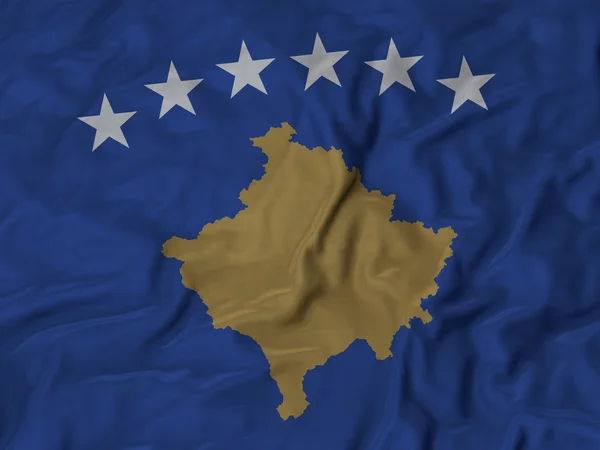 Närbild av ruggig Kosovos flagga — Stockfoto
