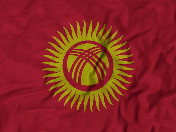 Nærbillede af det pjuskede kirgisiske flag - Stock-foto