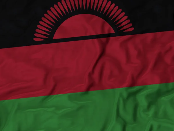 Closeup de Ruffled Bandeira do Malawi — Fotografia de Stock