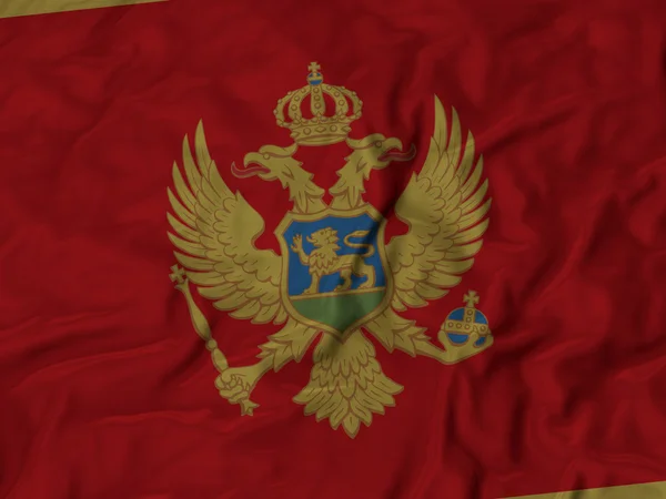 Primer plano de la bandera de Montenegro con volantes — Foto de Stock