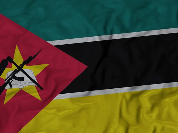 Closeup of Ruffled Bandeira de Moçambique — Fotografia de Stock