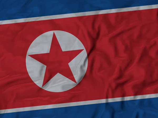 Primo piano della Bandiera della Corea del Nord increspata — Foto Stock