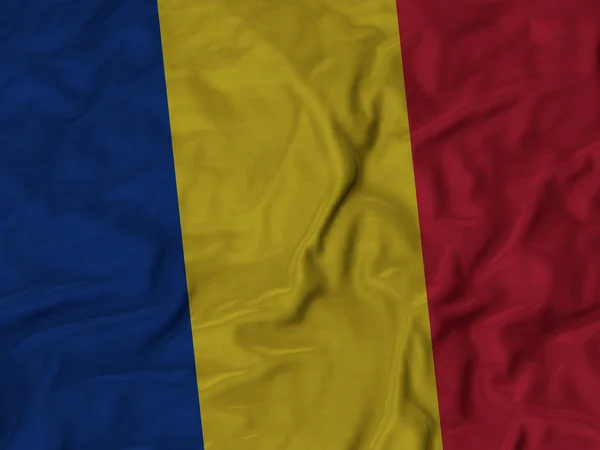 Primer plano de la bandera de Rumanía con volantes —  Fotos de Stock
