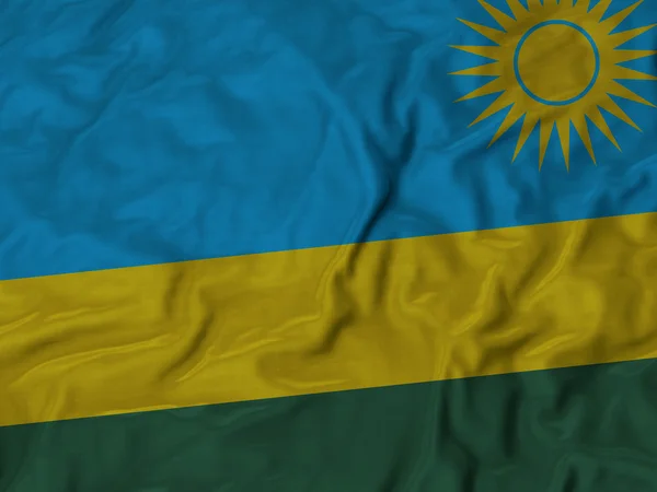 Closeup of Ruffled Bandeira do Ruanda — Fotografia de Stock