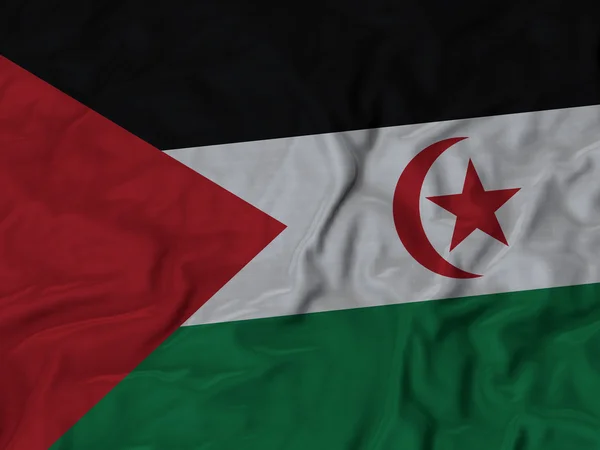Nahaufnahme einer zerzausten sahrawi _ arab _ democratic _ republic-Flagge — Stockfoto