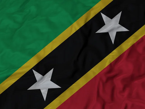 Closeup of Ruffled Saint Kitts and Nevis Flag — Stock Photo, Image