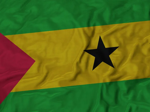 Closeup of Ruffled São Tomé e Príncipe Bandeira — Fotografia de Stock