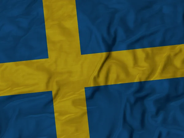 皱的瑞典国旗的特写 — 图库照片