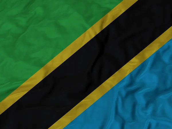 皱的坦桑尼亚国旗的特写 — 图库照片