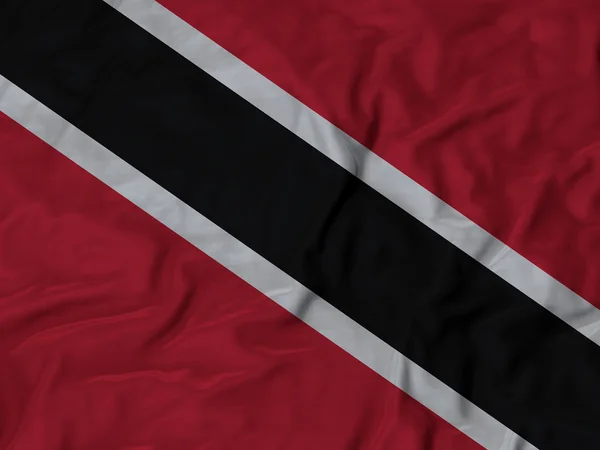 皱的特立尼达和多巴哥国旗的特写 — 图库照片