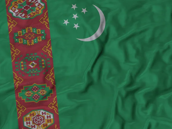 Closeup of Ruffled Turkmenistan Bandeira — Fotografia de Stock