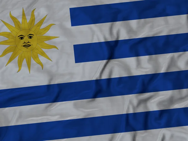 Primer plano de la bandera de Uruguay con volantes — Foto de Stock