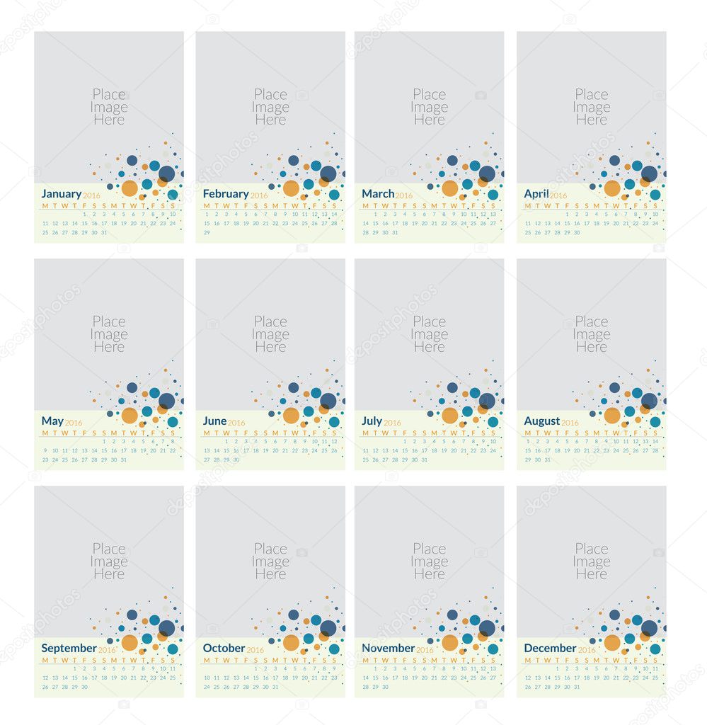 poster calendar for 2016 vector design print template stock